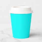 Solid Cyan 8oz Paper Cup with Lid for Events Pappbecher (Rückseite)