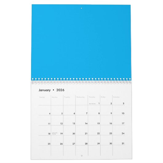 Solid Cyan Blue Background | Summer Minimal Style Kalender (Jan 2026)