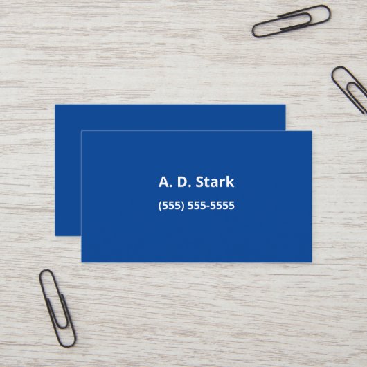 Solid Dark Blue Minimalistisch Business Cards Visitenkarte (Vorderseite/Rückseite Beispiel)