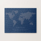 Solid Dark Blue World Map Geheimnachricht Puzzle (Horizontal)