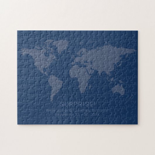 Solid Dark Blue World Map Geheimnachricht Puzzle (Horizontal)