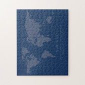 Solid Dark Blue World Map Geheimnachricht Puzzle (Vertikal)