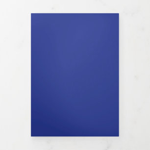 Solid Deep Blue Background Minimalistisches Desi Dreifach Gefaltete Einladung