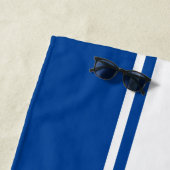 Solid Deep Blue White Stripes Moderner Name Strandtuch (Beispiel)
