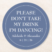 Solid Dusty Blue Wedding Runder Pappuntersetzer (Vorderseite)