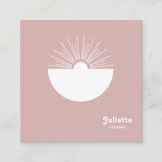 Solid "Dusty Blush" Retro Sunset Quadratische Visitenkarte (Vorderseite)