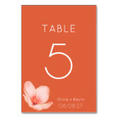 Solid fett Bright orange moderne Hochzeit Tischnummer (Vorderseite)