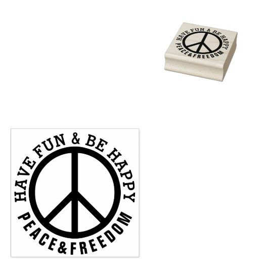 Solid Frame & Icon - PEACE + Ihr Text Gummistempel (Stempel)