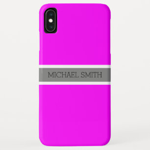 Solid Fuchsia Modern Gray Ribbon Eleganter Name Case-Mate iPhone Hülle