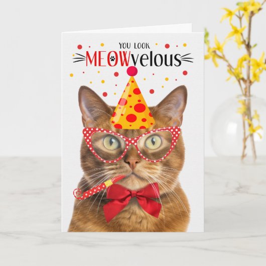 Solid Ginger Cat MEOWvelous Geburtstag Karte (Gelbe Blume)