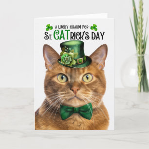 Solid Ginger Cat St CATrick's Day Lucky Charm Feiertagskarte