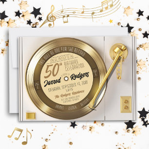 Solid Gold Black Vinyl Record 50. Geburtstagsparty Einladung
