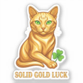 Solid Gold Cat With Emerald Eyes Luxury Lucky  Aufkleber (Vorderseite)