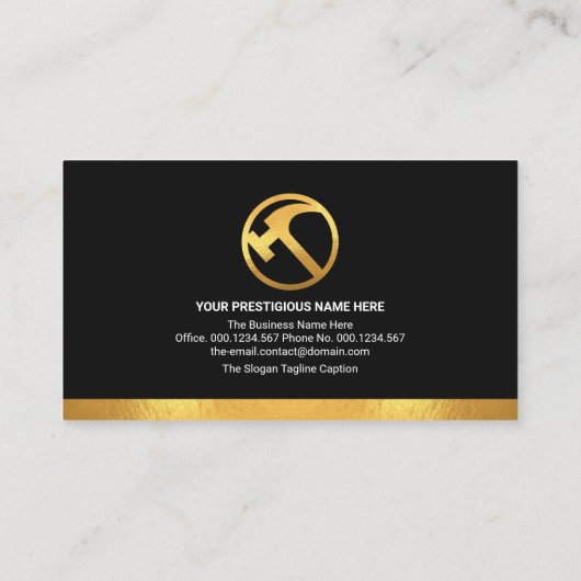 Solid Gold Handyman Construction Tools Builder Visitenkarte (Rückseite)