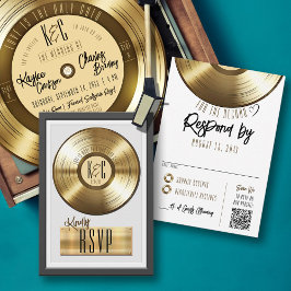 Solid Gold Vinyl Record Plaque Wedding Einladung U