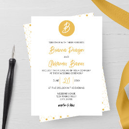 Solid Golden Monogram Wedding Einladung