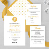 Solid Golden Monogram Wedding Einladung