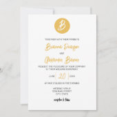 Solid Golden Monogram Wedding Einladung (Vorderseite)