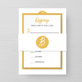 Solid Golden Monogram Wedding Einladungsbanderole