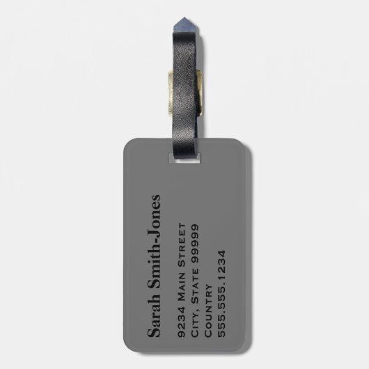 Solid Gray Gepäckanhänger (Rückseite vertikal)