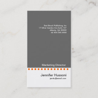Solid-Gray Orange Dash Business Card 2 Visitenkarte