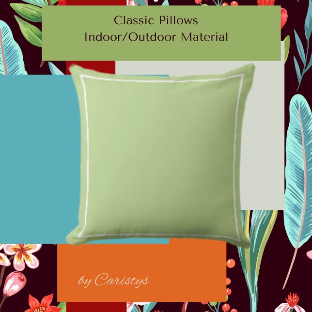 Solid grüne Minze mit weißem Trimm Kissen (Von Creator hochgeladen)