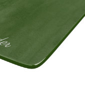 Solid grüner Hintergrund Weißes Skript Schneidebrett (Ecke)