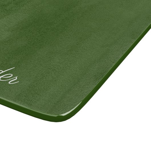 Solid grüner Hintergrund Weißes Skript Schneidebrett (Ecke)