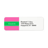 Solid Hot Pink #2 Emerald Green Rbn Name Monogram (Vorne)