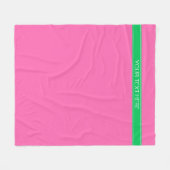 Solid Hot Pink #2 Emerald Green Rbn Name Monogram Fleecedecke (Vorderseite (Horizontal))