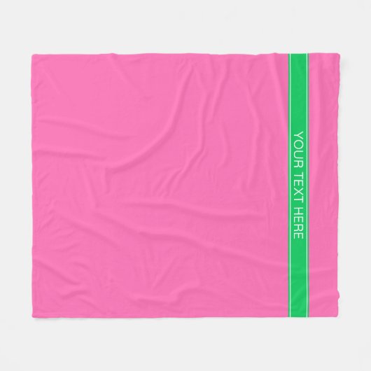 Solid Hot Pink #2 Emerald Green Rbn Name Monogram Fleecedecke (Vorderseite (Horizontal))