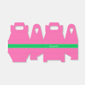 Solid Hot Pink #2 Emerald Green Rbn Name Monogram Geschenkschachtel (Ungefaltet)