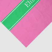 Solid Hot Pink #2 Emerald Green Rbn Name Monogram Seidenpapier (Ausschnitt)