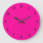 Solid Hot Pink Black Numbers Große Wanduhr (Vorderseite)