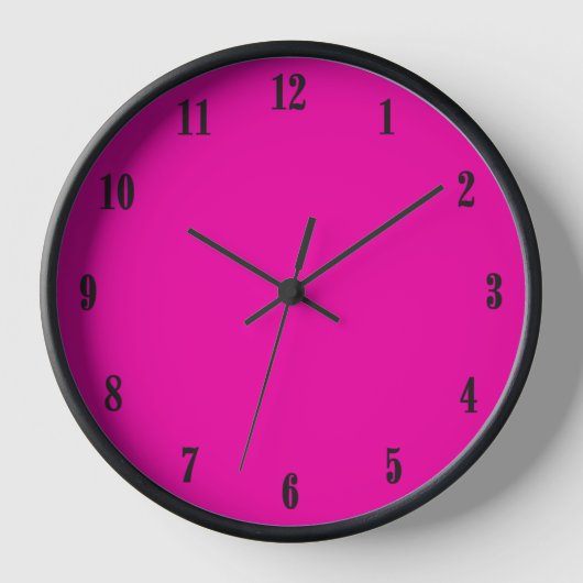 Solid Hot Pink mit schwarzen Schriftart Uhr (Vorderseite)