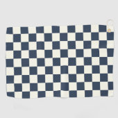 Solid Ivory with Deep Navy Square Pattern Golfhandtuch (Horizontal)