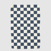 Solid Ivory with Deep Navy Square Pattern Golfhandtuch (Vorderseite)
