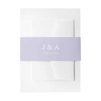 Solid Lavender Lila Pastel Monogram Wedding Einladungsbanderole