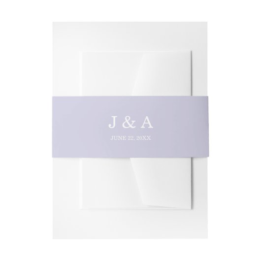 Solid Lavender Lila Pastel Monogram Wedding Einladungsbanderole (Vorderseite Beispiel)