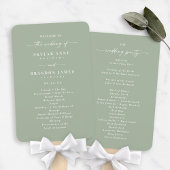 Solid Leaf Green Wedding Ceremony Program Fächer
