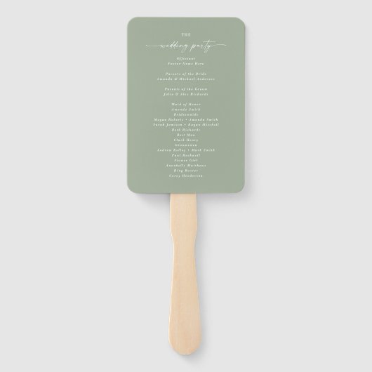 Solid Leaf Green Wedding Ceremony Program Fächer (Rückseite)