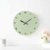 Solid Light Green Roman Numerals Große Wanduhr (Zuhause)