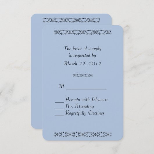 Solid Light Steel Blue Wedding RSVP (Vorne/Hinten)
