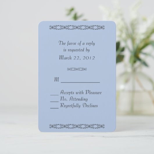 Solid Light Steel Blue Wedding RSVP (Stehend Vorderseite)