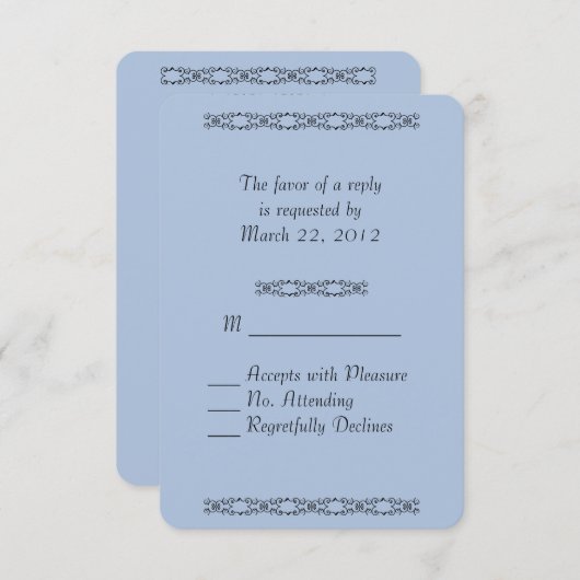 Solid Light Steel Blue Wedding RSVP (Vorne/Hinten)