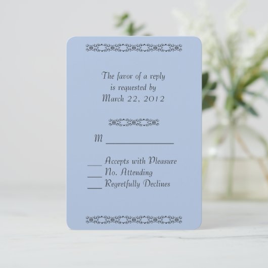 Solid Light Steel Blue Wedding RSVP (Stehend Vorderseite)