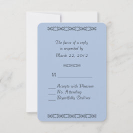 Solid Light Steel Blue Wedding RSVP Karte