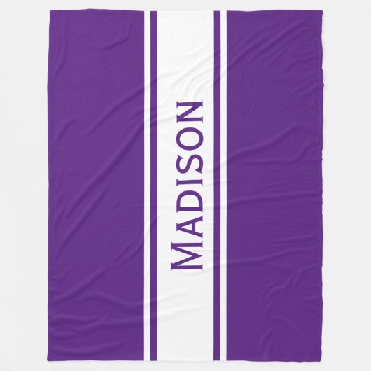 Solid Lila weiße Streifen Moderner Name Fleecedecke (Vorderseite)