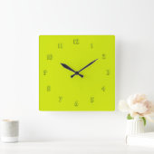 Solid Lime Green mit Limonen Zahlen Quadratische Wanduhr (Zuhause)