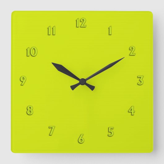Solid Lime Green mit Limonen Zahlen Quadratische Wanduhr (Vorderseite)